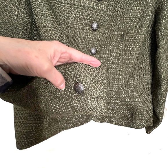 Coldwater Creek Green Tweed Lined 5-Button Long Sleeve Career Blazer Sz 4-6 - Picture 5 of 9